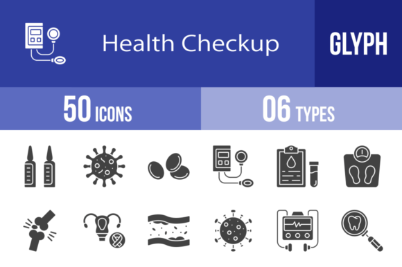 Health Checkup Glyph Icons in Embroidery Projects