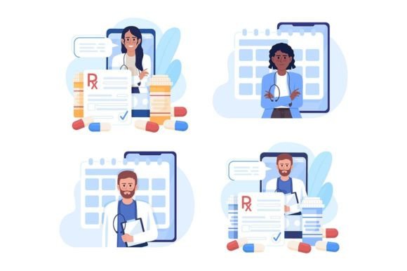 Telemedicine Illustration Set: Embroidery Review